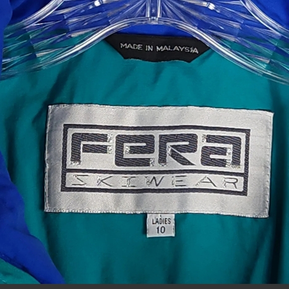 FERA SKIWEAR Ladies Retro 80s 90s Snow puffer Jacket Multicolor Size 10 - Picture 5 of 12